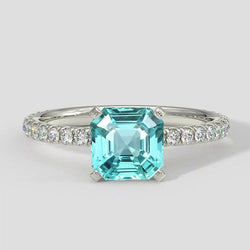 Bague tourmaline moderne Asscher Paraiba