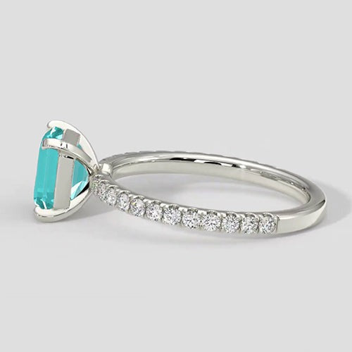 Bague tourmaline moderne Asscher Paraiba