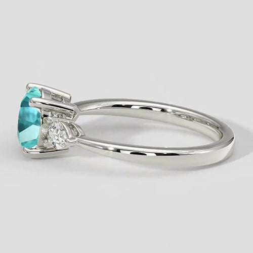 Bague trois pierres rondes en tourmaline Paraiba