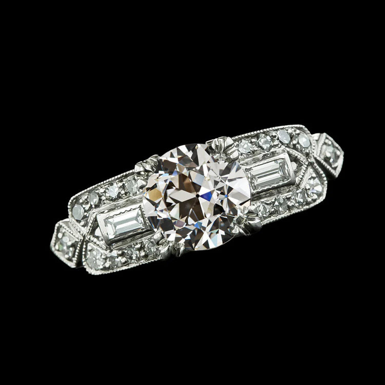 Baguette Baguette & Ronde Vieux Mineur Réel Diamant 3.25 Carats Bijoux Femme