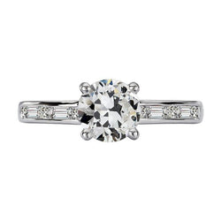 Baguette Baguette & Véritable Diamant Rond Taille Ancienne Or 4.50 Carats