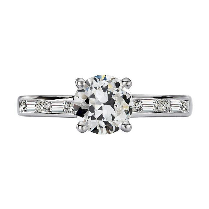 Baguette Baguette & Véritable Diamant Rond Taille Ancienne Or 4.50 Carats