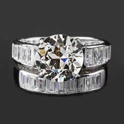 Baguette Baguette Vieux Mineur Réel Diamond Wedding Set 4.25 Carats Channel Set