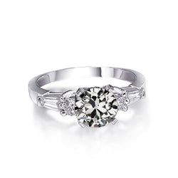 Baguette Conique & Bague Ronde Vieux mineur Véritable Diamant 5 Pierres 2.50 Carats