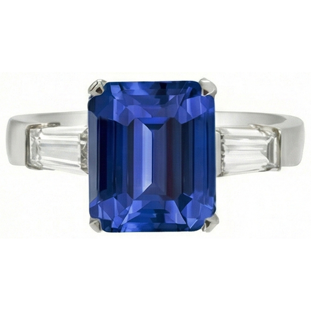 naturel baguette diamant 3.50carats bague détail rapproché