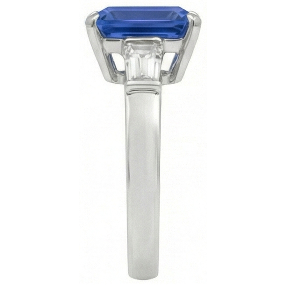 naturel baguette diamant 3.50carats bague vue de dessus