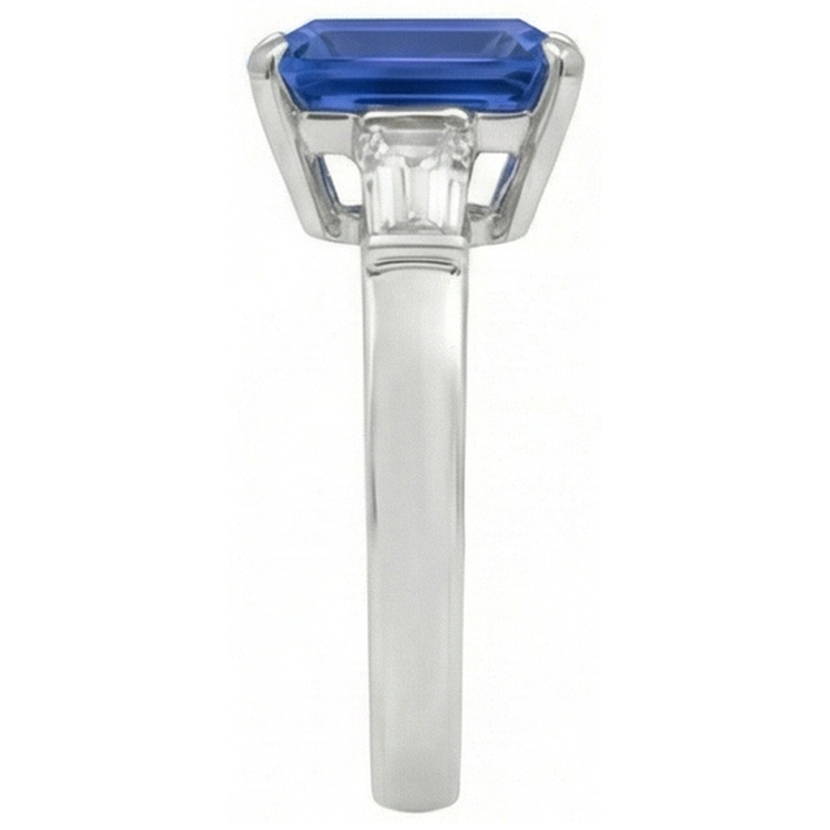 naturel baguette diamant 3.50carats bague vue de dessus