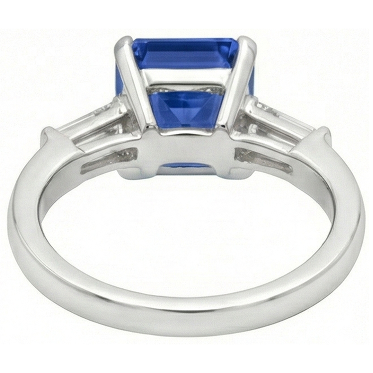 naturel baguette diamant 3.50carats bague sur blanc