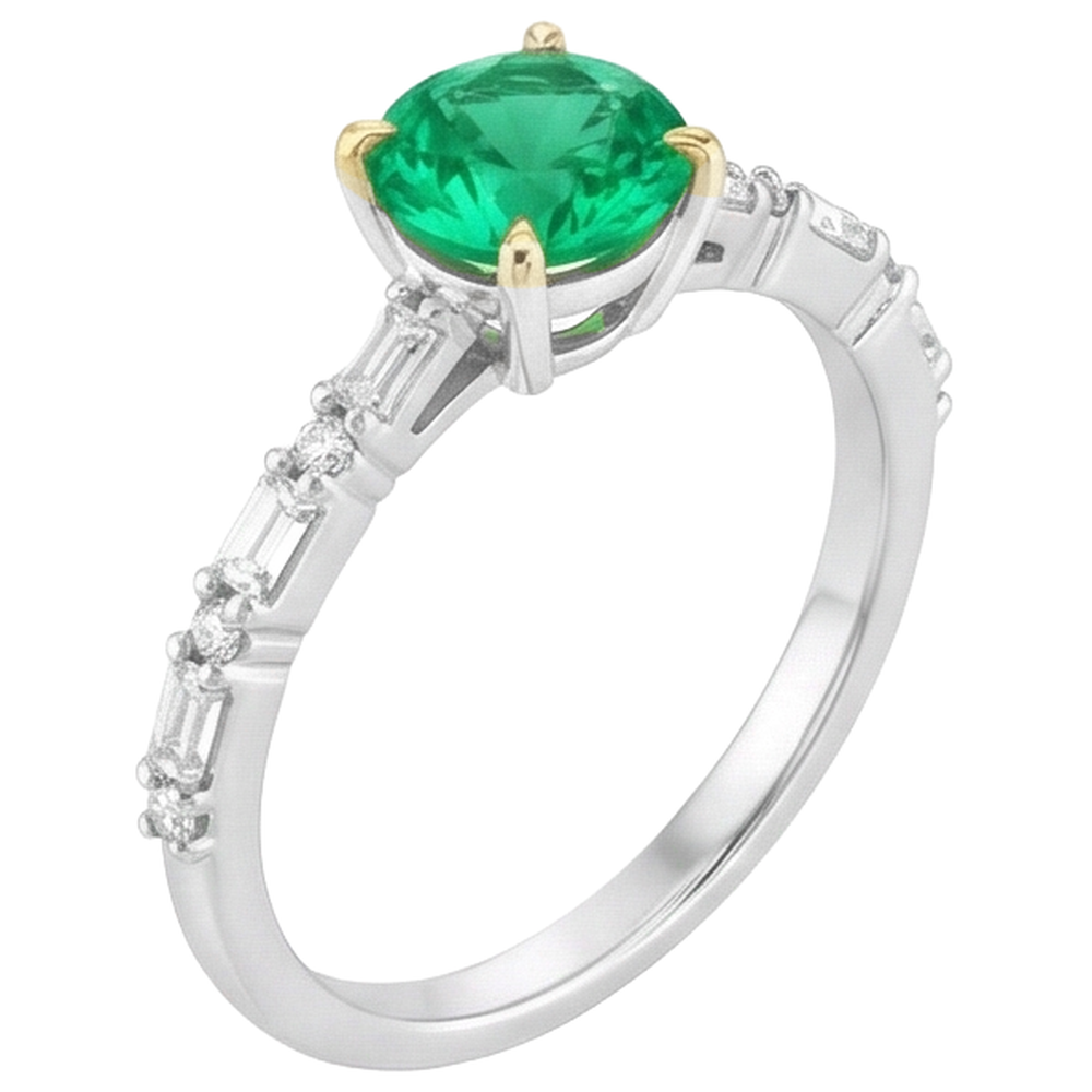 Émeraude Fine Bague Pierre Précieuse – vue de face