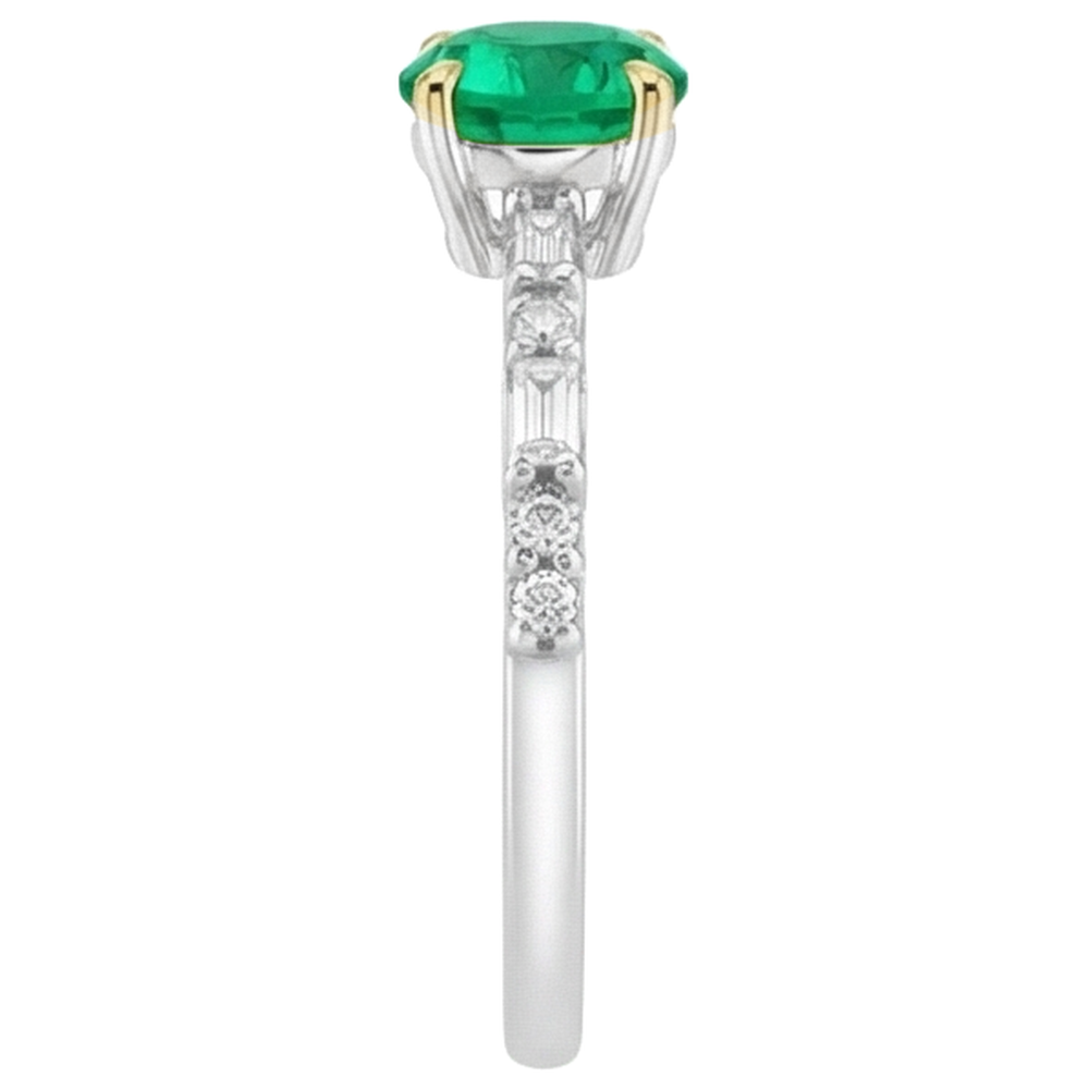 Émeraude Fine Bague Pierre Précieuse 2-carats Or 14K Bicolore – vue arrière