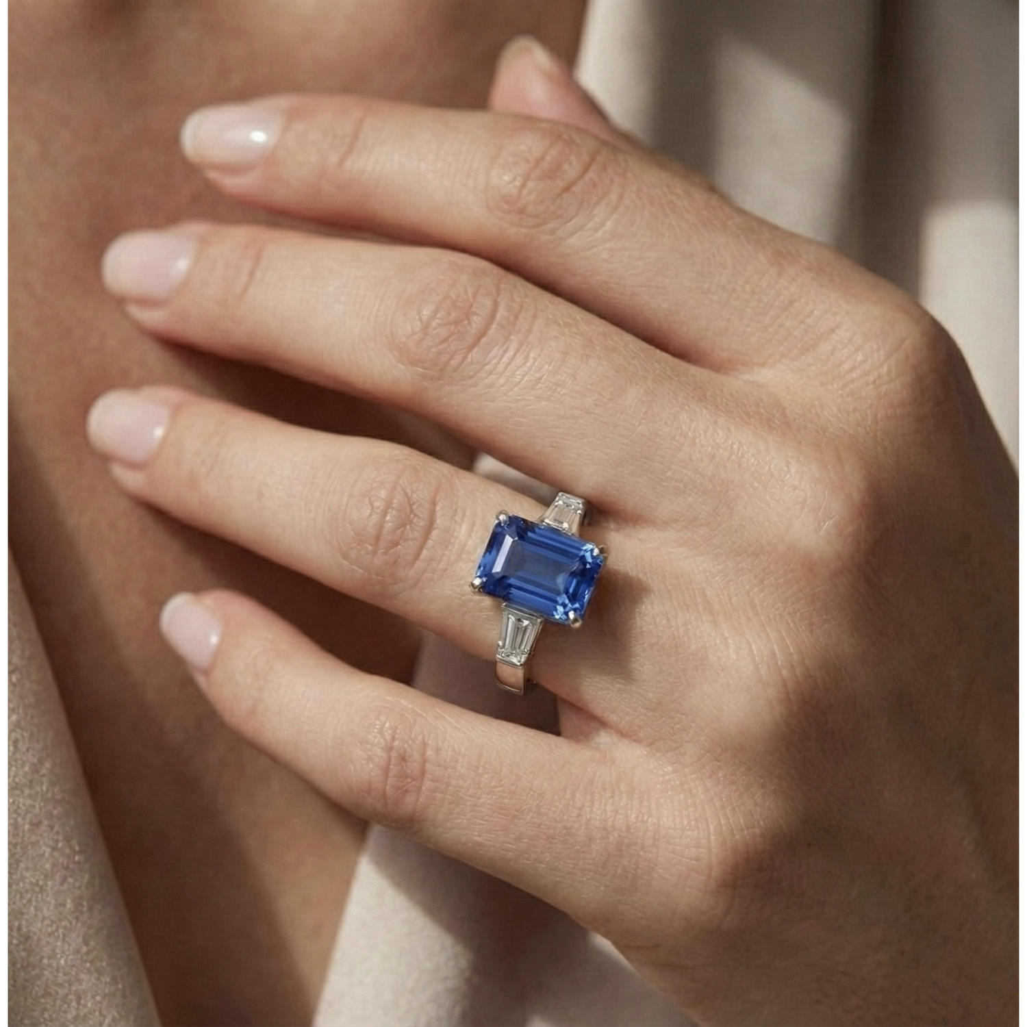 naturel baguette diamant 3.50carats bague avec accents diamants