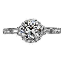 Fait à la main Bague de Fiançailles Halo avec Brillant Pureté