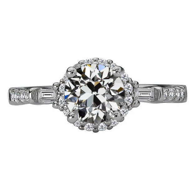 Coussin Antique Brillant bague en Or 14K Blanc – vue principale