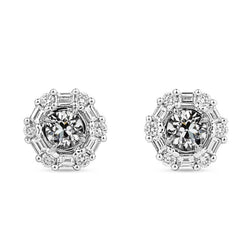 Taille Old Mine Brillant Puces d'Oreilles – 1 carats en Or Blanc