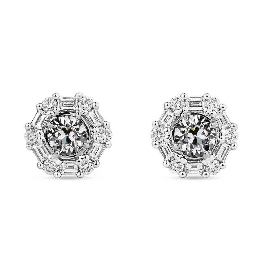 Puces d'Oreilles Or Blanc 14 Carats avec Brillant – vue principale