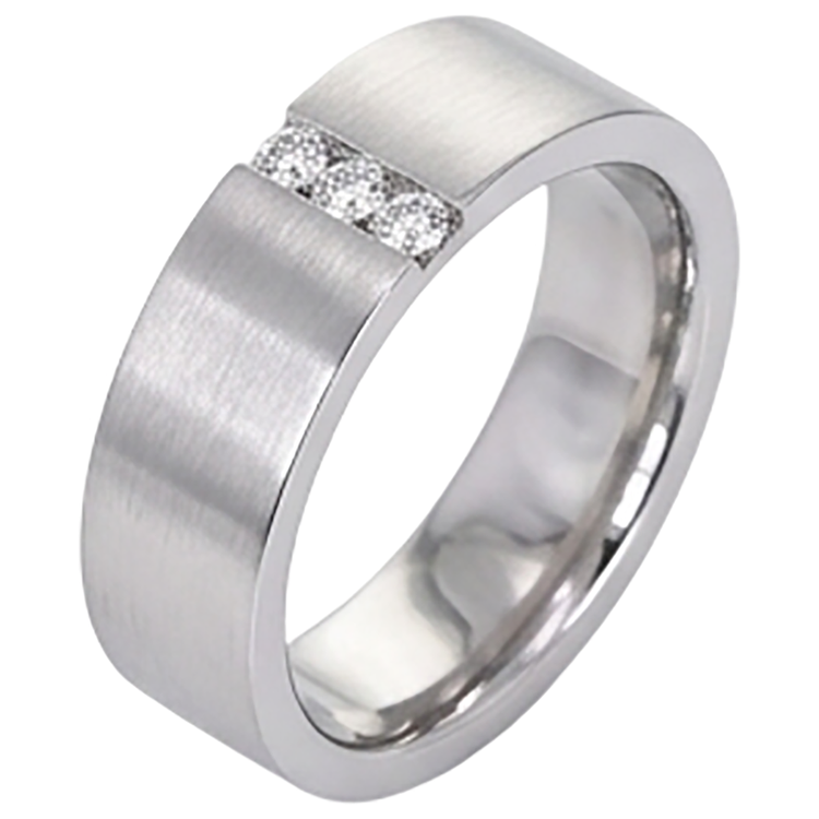 Bande Anniversaire 3 Diamants Tension Sertie Tige Épaisse 0.15 Carats