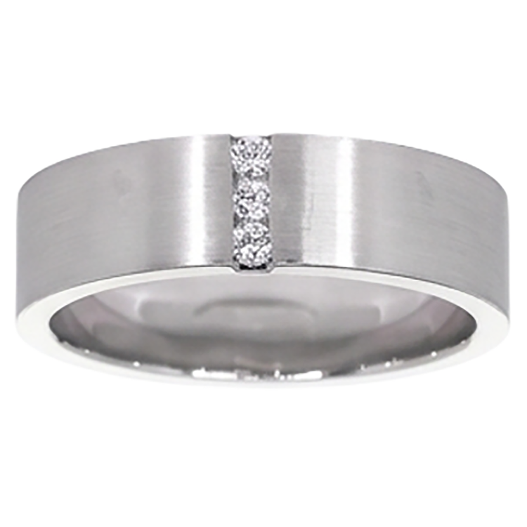 Bande Anniversaire 3 Diamants Tension Sertie Tige Épaisse 0.15 Carats