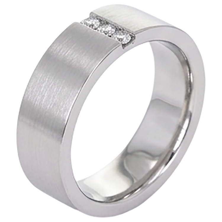 Bande Anniversaire 3 Diamants Tension Sertie Tige Épaisse 0.15 Carats