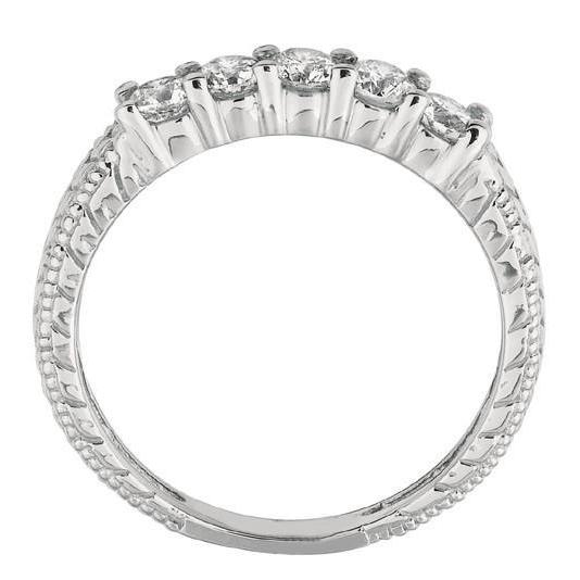 Bande D'Eternité A Réel Diamants Ronds 0.50 Carat Style Vintage En Or Blanc 14K