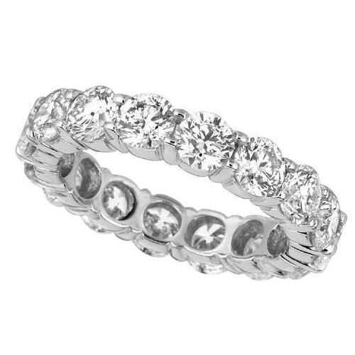 Bande D'Eternité De Réel Diamants Ronds De 4.80 Carats En Or Blanc Etincelant 14K