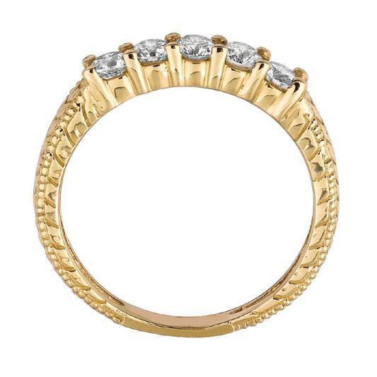 Bande D'Eternité De Style Vintage En Réel Diamant Rond De 0,50 Carat D'or Jaune