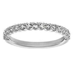 Bande D'anniversaire Demi-Eternité A Réel Diamants Ronds En Or Blanc 1 Ct.