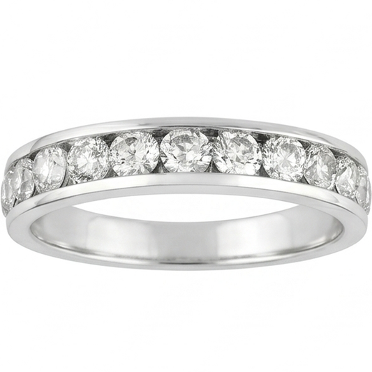 Bande De Bijoux Sertie De Réel Diamants Naturels Extraits des Mines ( et non cultivés en laboratoire ) Ronds 2.40 Carats Or Blanc 14K