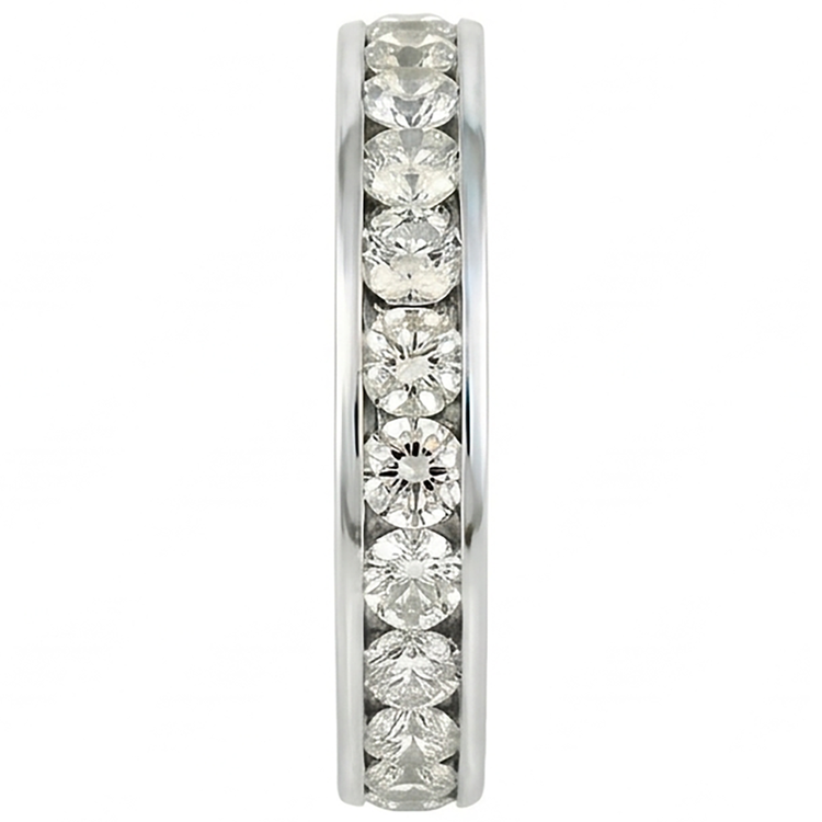 Bande De Bijoux Sertie De Réel Diamants Naturels Extraits des Mines ( et non cultivés en laboratoire ) Ronds 2.40 Carats Or Blanc 14K