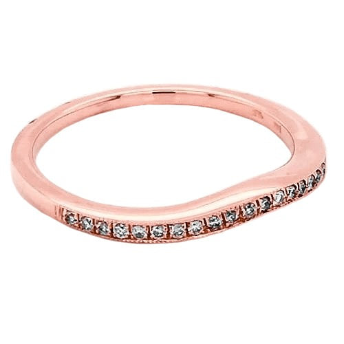 Bande d'anniversaire de mariage 0.75 carats Réel diamant rond F Vs1 or rose 14K