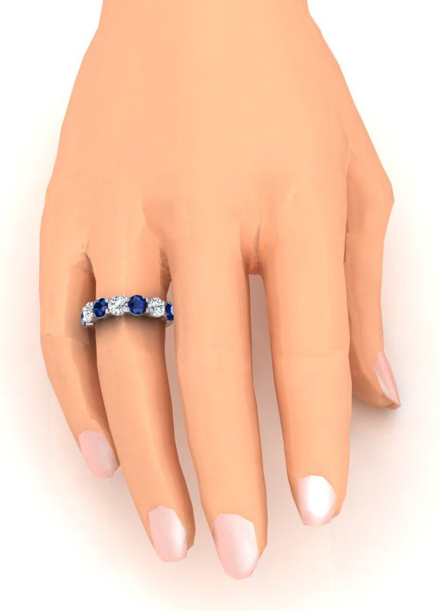 Bande Pour Femme Avec Saphir Bleu Et Diamant Naturel Extrait De La Terre