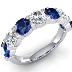 Bande Pour Femme Avec Saphir Bleu Et Diamant Naturel Extrait De La Terre