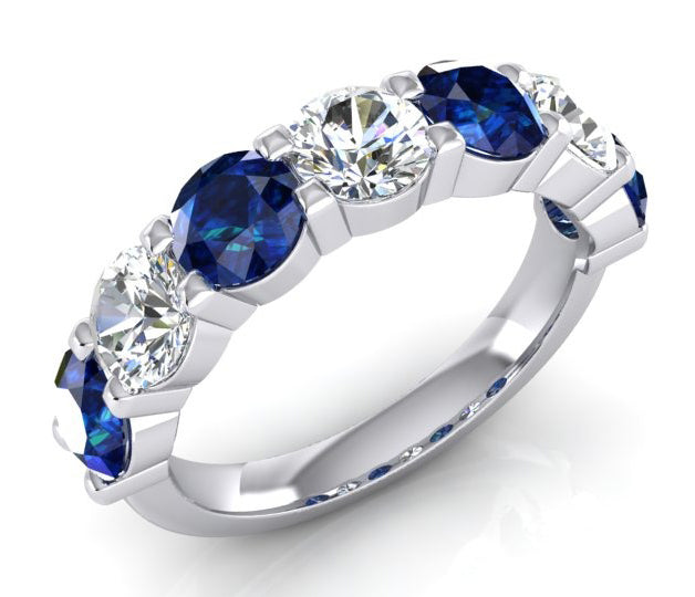 Bande Pour Femme Avec Saphir Bleu Et Diamant Naturel Extrait De La Terre