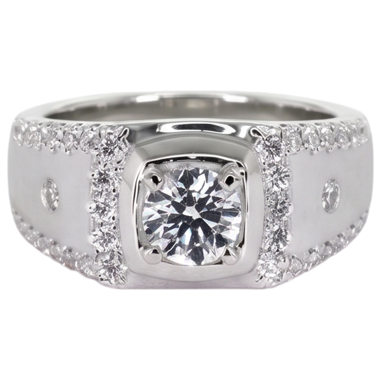 Beau Bijoux Personnalisés Bague Anniversaire Or Blanc Véritable Diamant Rond