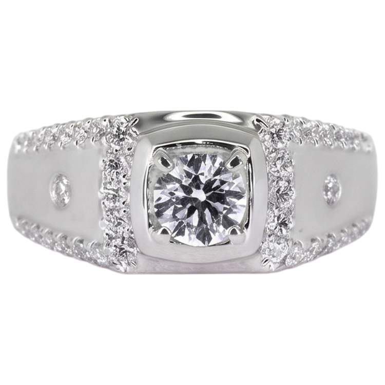 Beau Bijoux Personnalisés Bague Anniversaire Or Blanc Véritable Diamant Rond
