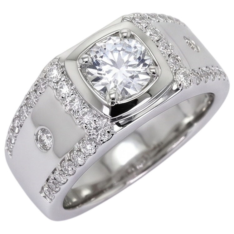 Beau Bijoux Personnalisés Bague Anniversaire Or Blanc Véritable Diamant Rond