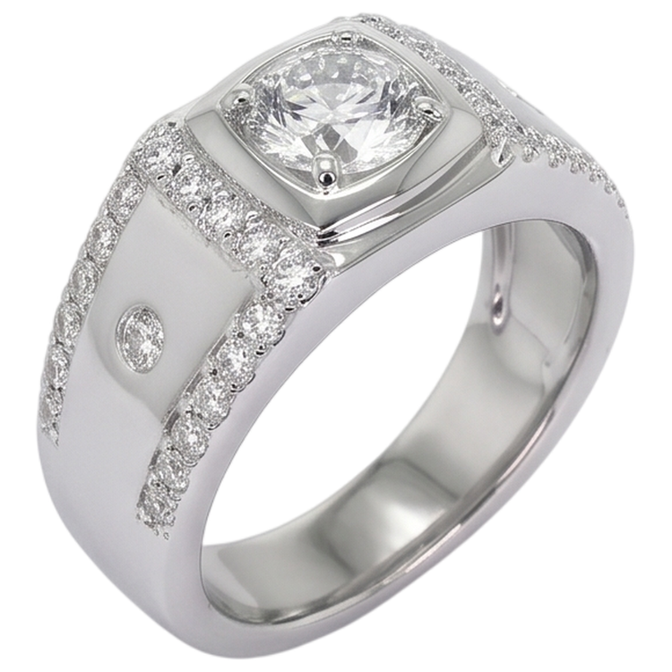 Beau Bijoux Personnalisés Bague Anniversaire Or Blanc Véritable Diamant Rond