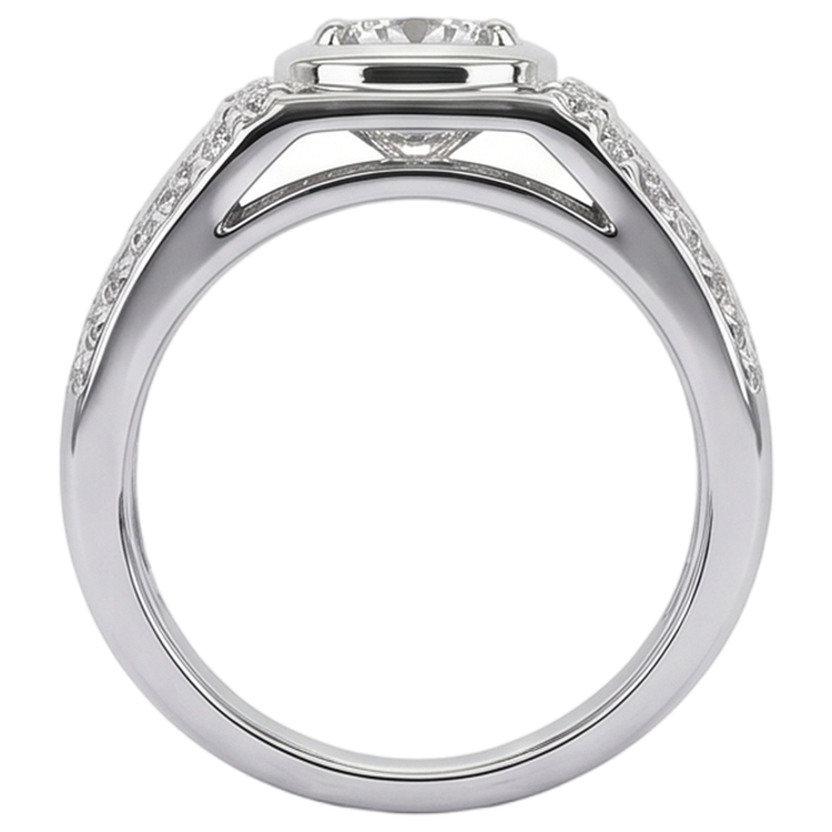 Beau Bijoux Personnalisés Bague Anniversaire Or Blanc Véritable Diamant Rond