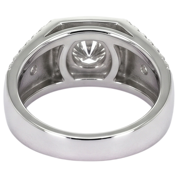Beau Bijoux Personnalisés Bague Anniversaire Or Blanc Véritable Diamant Rond