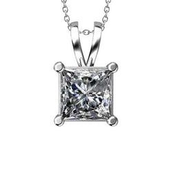Beau Collier De Naturel Diamant De Taille Princesse Pendentif Bijoux En Or 1.50 Ct