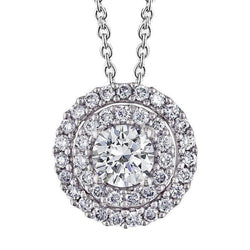 Beau Pendentif Diapositive Double Halo Réel Diamant 5.60 Carats Bijoux En Or