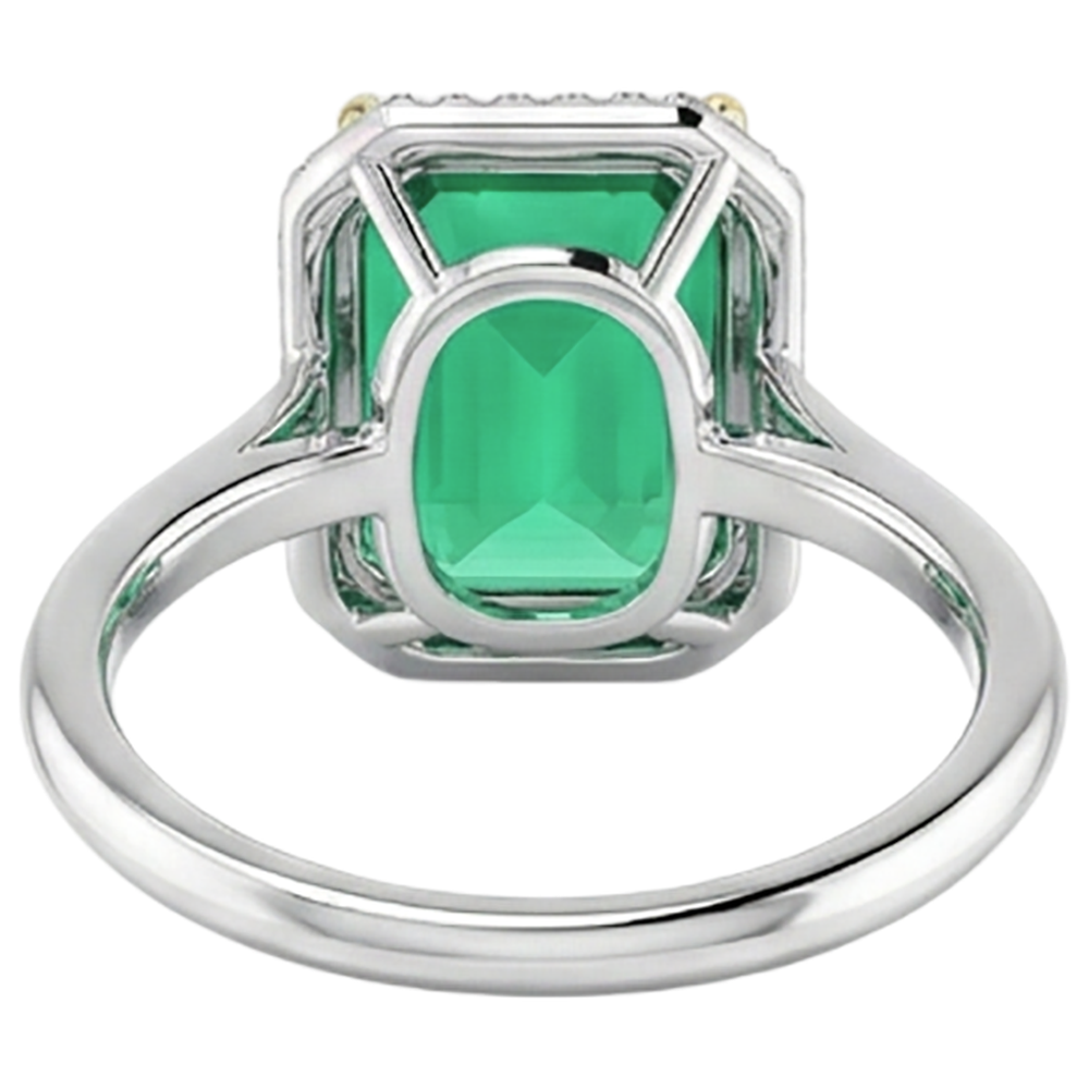Taille à Degrés Émeraude Fine bague en Or 14K Bicolore – vue arrière
