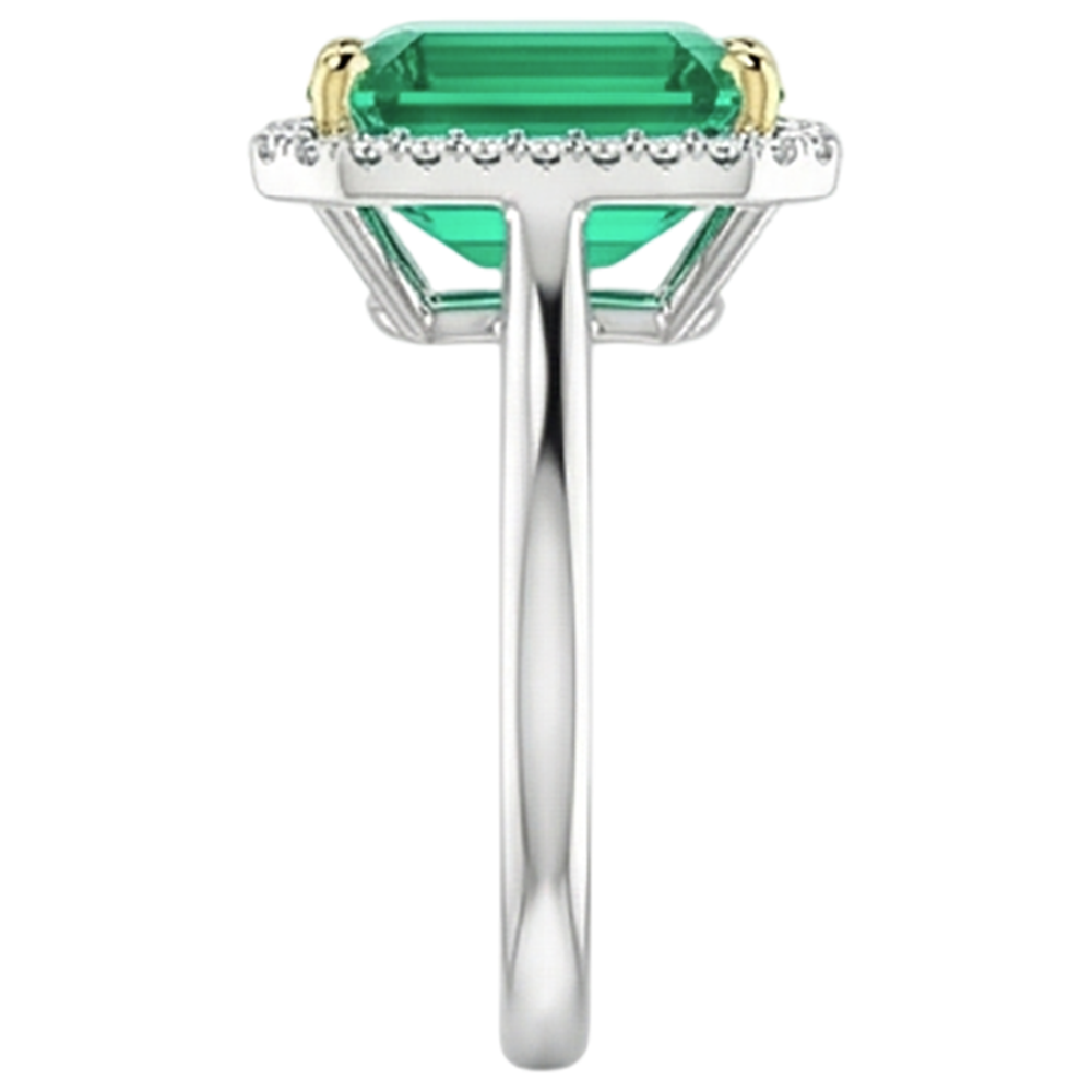 Bague avec Gemme Or 14K Bicolore avec Émeraude Fine – vue de profil