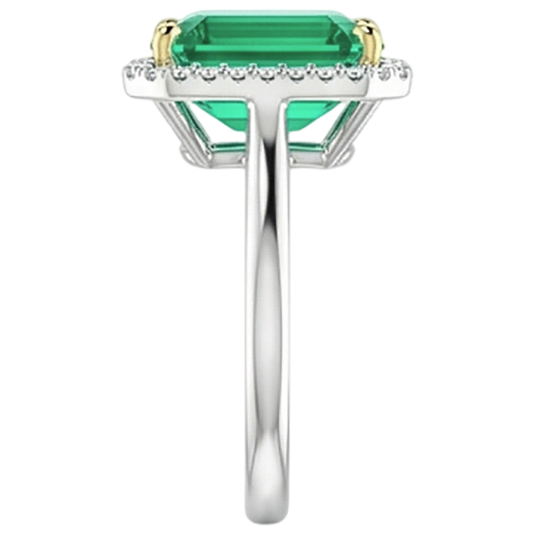 Bague avec Gemme Or 14K Bicolore avec Émeraude Fine – vue de profil
