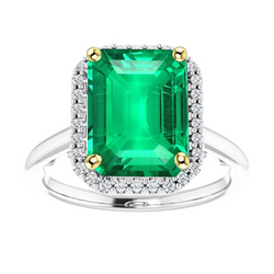 Taille à Degrés Émeraude Fine Bague avec Gemme – 4 carats en Or
