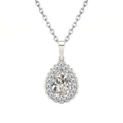 Or Blanc 14 Carats Diamant Fin Pendentif Goutte – 1-carats