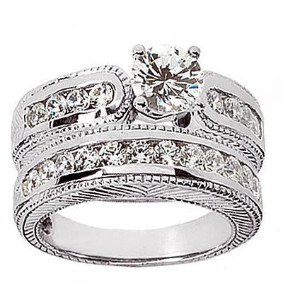 Belle Bague De Fiançailles Réel Diamants 2 Carats Sertie Or Blanc