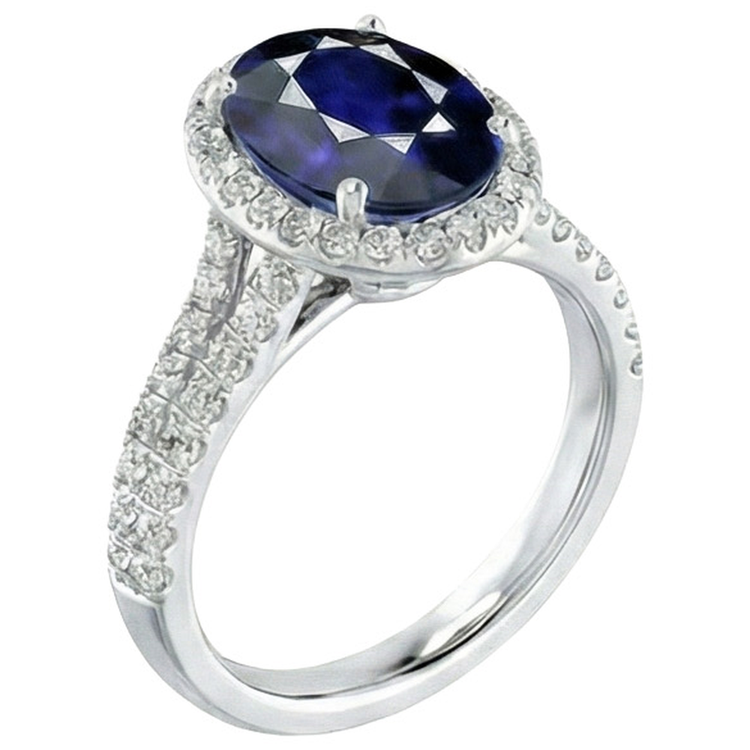 Belle Bague En Diamant Naturels Extraits des Mines ( et non cultivés en laboratoire ) Et Saphir De 12 Carats