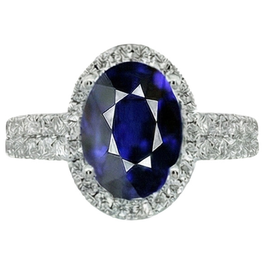 Belle Bague En Diamant Naturels Extraits des Mines ( et non cultivés en laboratoire ) Et Saphir De 12 Carats