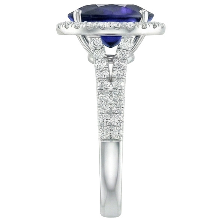 Belle Bague En Diamant Naturels Extraits des Mines ( et non cultivés en laboratoire ) Et Saphir De 12 Carats