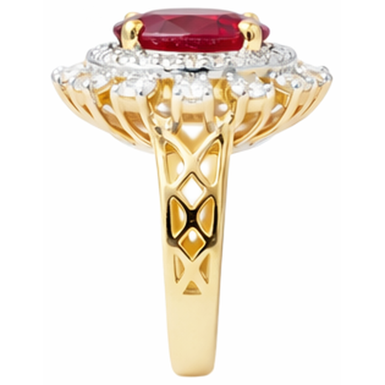 Belle Bague Rubis De Forme Ovale Rouge Avec Diamant Naturels Extraits des Mines ( et non cultivés en laboratoire ) 7 Carats Or Jaune